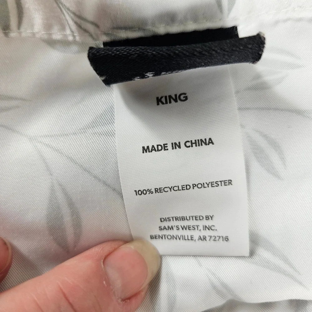 Member's Mark KING 2pc Soft Washed Sheet Bedding Set Soft Silver Botanical Leaf